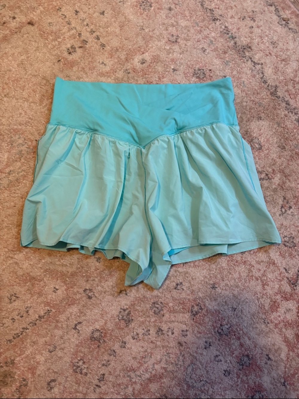Aerie OFFLINE Sun Logo Light Blue Active shorts with built in biker shorts